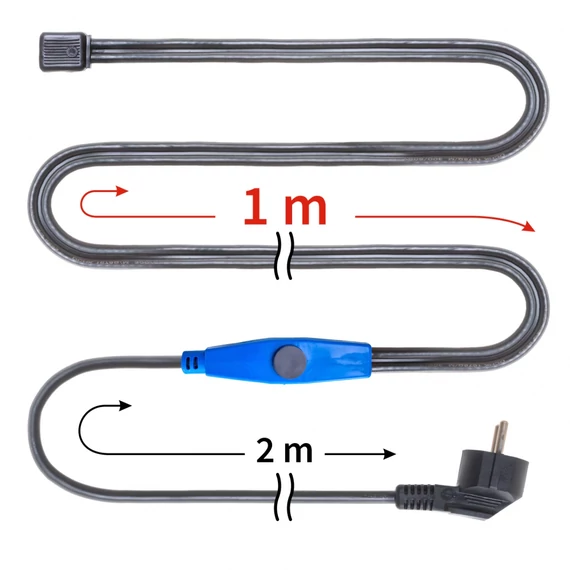 Fűtőkábel termosztáttal, 1 m