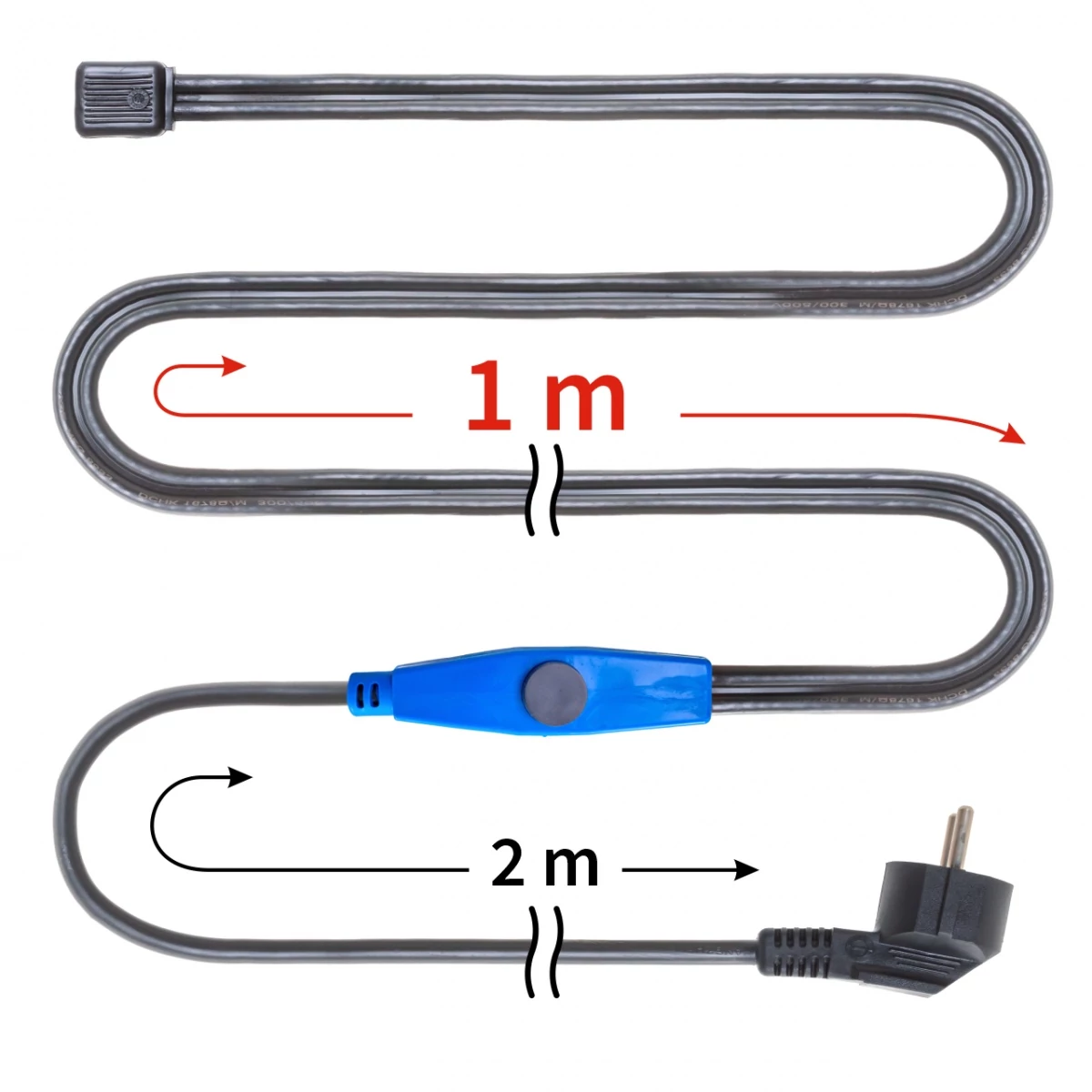 Fűtőkábel termosztáttal, 1 m